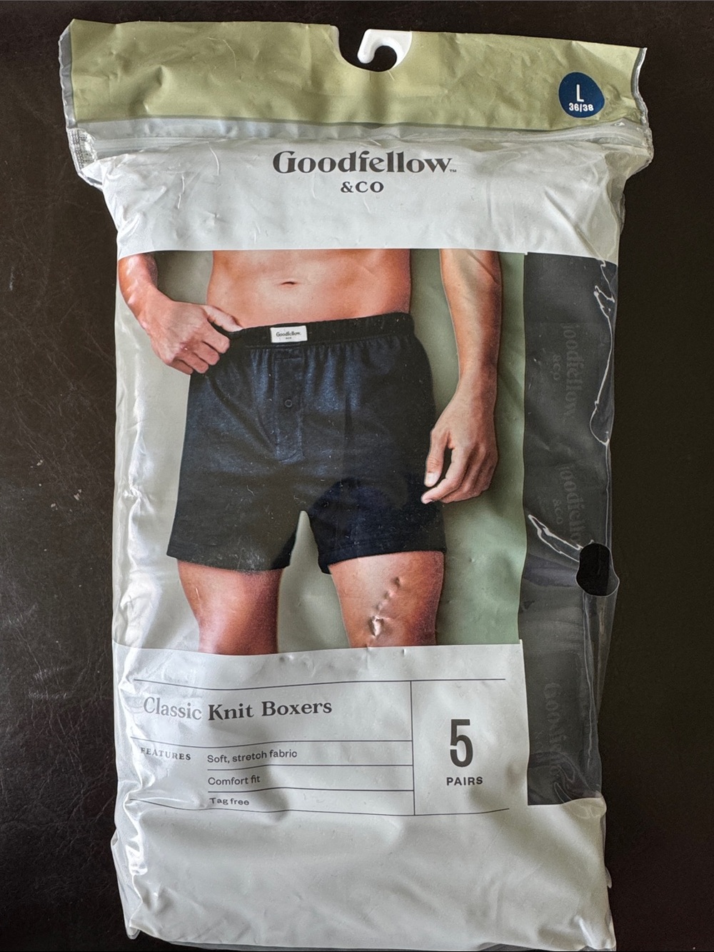 Goodfellow & Co Men's Black Knit Boxers - 5 Pack Large 36/38